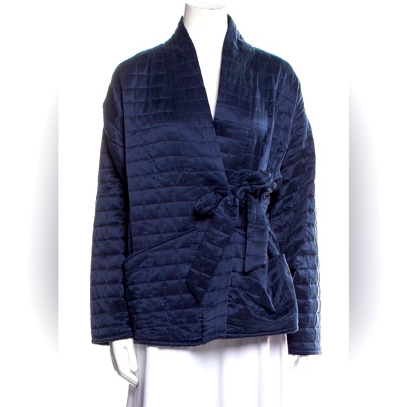 NWT Lunya Washable Silk Quilted Side Tie Jacket in Navy Size Medium - Picture 1 of 13